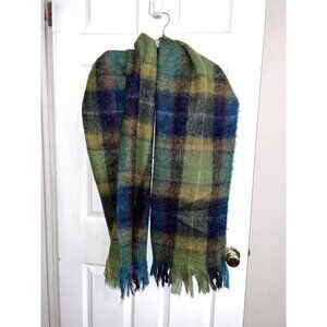 Vintage ACCESSORAMA Acrylic Wool Plaid Large Scarf Shawl Made in Japan 26" x 82"